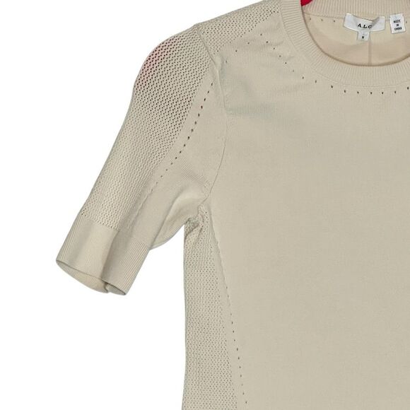 A.L.C. Nash Pointelle Knit Cream Sweater Top | S - Picture 6 of 8